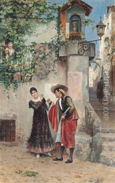 Flirtation Oil Painting - Juan Gimenez y Martin