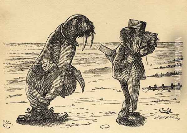 The Walrus and the Carpenter, illustration from Through the Looking Glass by Lewis Carroll 1832-98 first published 1871 Oil Painting - John Tenniel