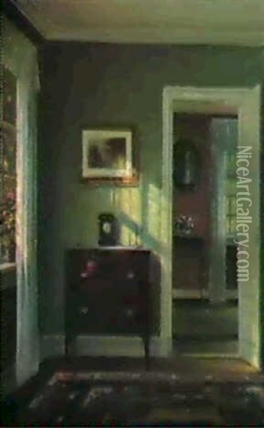 An Interior Oil Painting - Hans Hilsoe