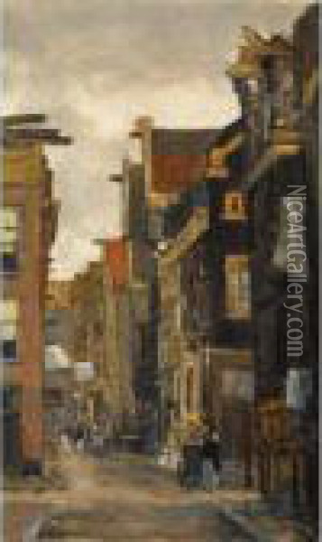 A View Of The Kerkstraat, Amsterdam Oil Painting - Floris Arntzenius
