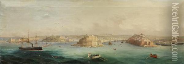 The Grand Harbour, Malta Oil Painting - Girolamo Gianni