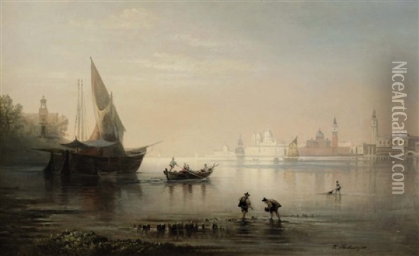 In Der Lagune Von Venedig Oil Painting - Karl Heilmayer