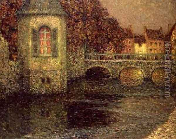 Night in Normandy Oil Painting - Henri Eugene Augustin Le Sidaner