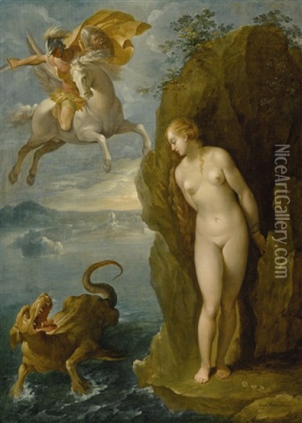 Perseus And Andromeda Oil Painting - Bernardino Cesari