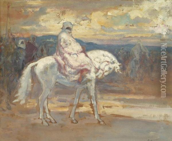 Les Cavaliers Arabes Oil Painting - Louis Ferdinand Antoni