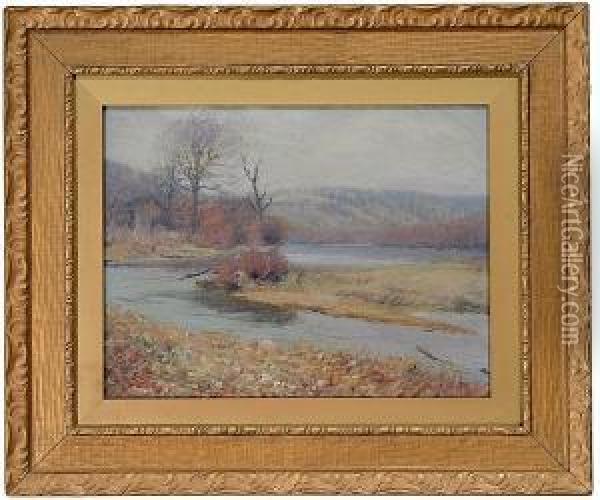 River Landscape Oil Painting - Louis Charles Vogt