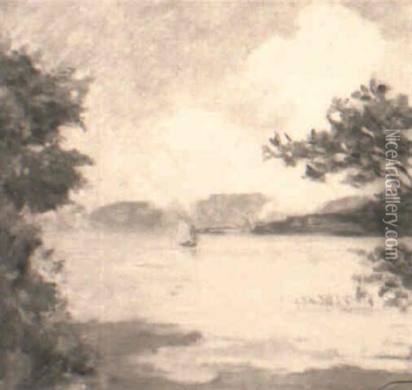 Sommerlicher Ausblick Auf Den See Oil Painting - Louis Henri de Meuron