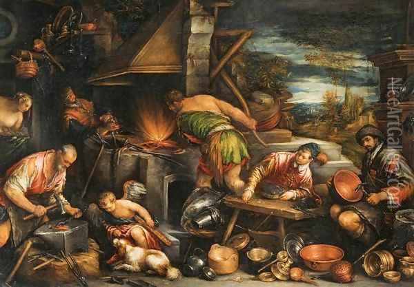 The Forge of Vulcan Oil Painting - Francesco, II Bassano