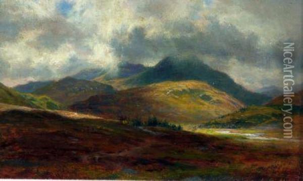 Scottish Mountain Landscape Oil Painting - Louis Bosworth Hurt