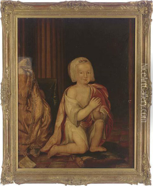 Portrait Of A Young Boy, Full-length, In Classical Robes, Kneeling In Prayer Oil Painting - Sir Peter Lely
