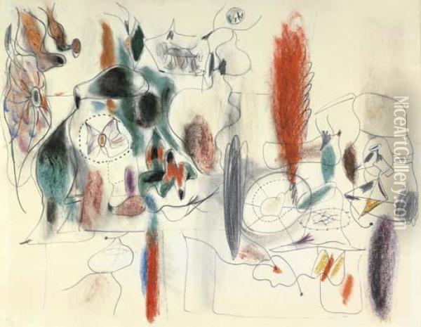Composition Ii Oil Painting - Arshile Gorky