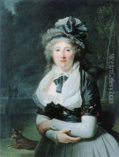 Portrait Of Etiennette Roussee Oil Painting - Henri-Pierre Danloux