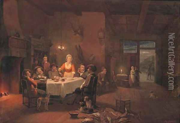 Dinner after the hunt Oil Painting - Pieter Gerardus Sjamaar