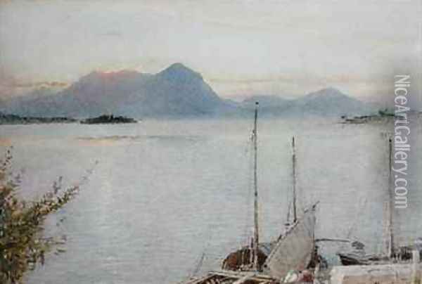 Sunrise from Baveno Lago Maggiore Oil Painting - Albert Goodwin