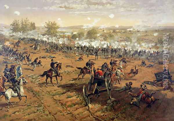 Battle of Gettysburg, 1863, printed by L. Prang and Co., 1887 Oil Painting - Thure de Thulstrup