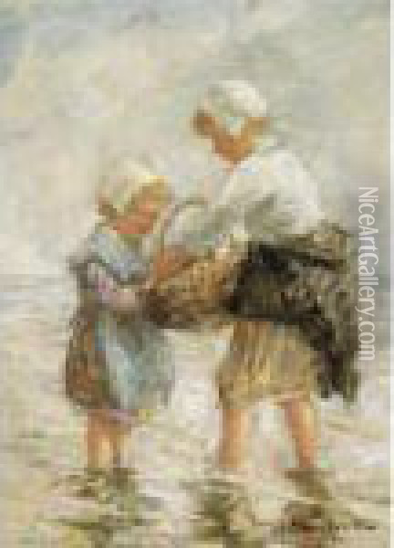 In The Shallows Of The Shore Oil Painting - Robert Gemmell Hutchison