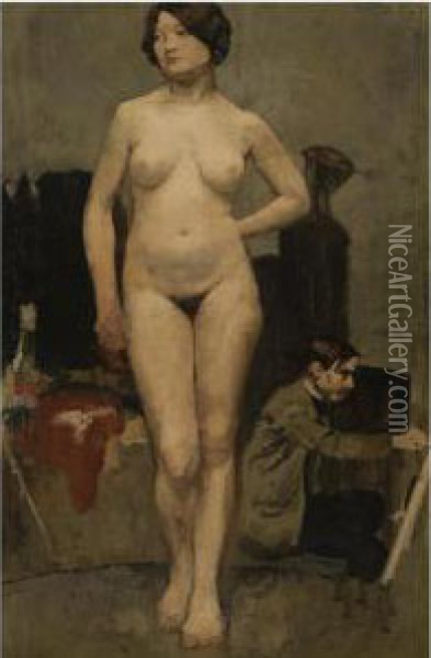 Femme Nue, Etude D'atelier Oil Painting - Henri-Jacques Evenepoel