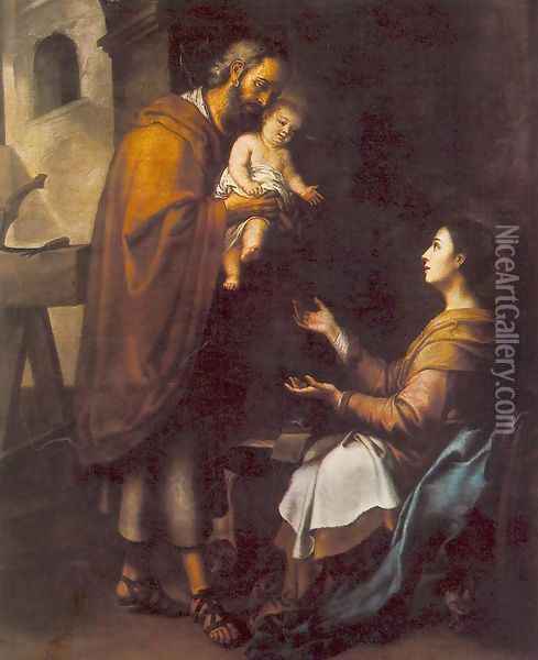 The Holy Family c. 1660 Oil Painting - Bartolome Esteban Murillo