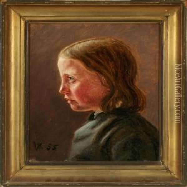 Portrait Of A Young Girlseated Face-to-left Oil Painting - Vilhelm Peter C. Kyhn