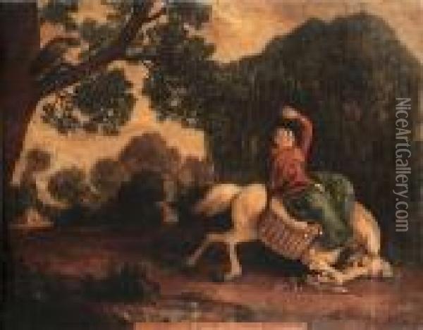 The Farmer's Wife And The Raven (lennox-boyd 69) Oil Painting - George Stubbs