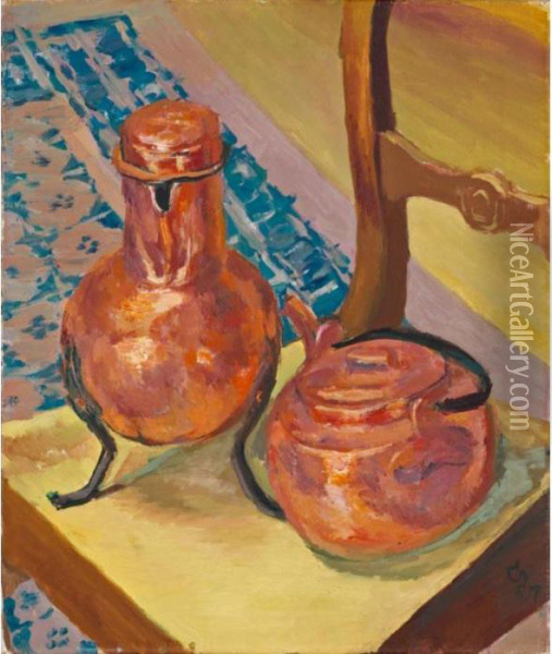 Kupferstillleben Auf Einem Stuhl Oil Painting - Giovanni Giacometti