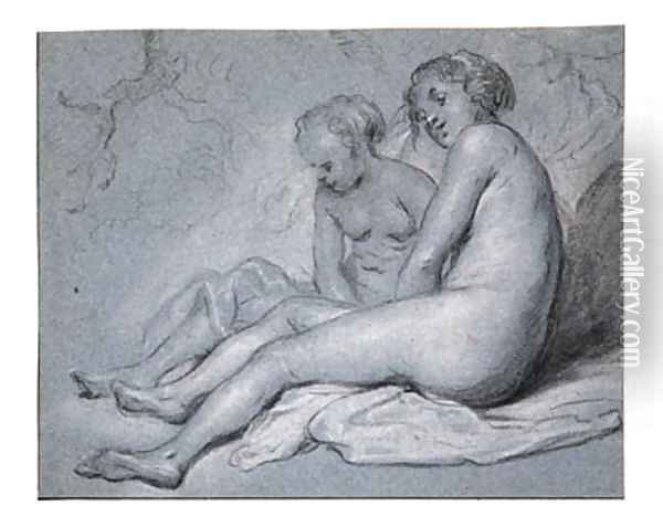 Study of two female seated Nudes Oil Painting - Govert Teunisz. Flinck