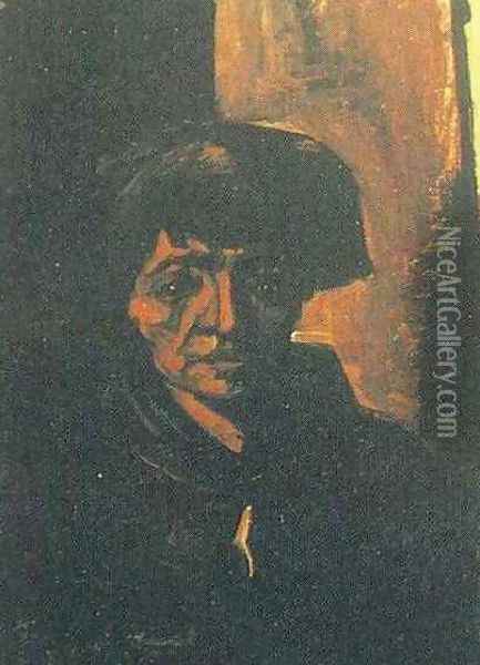 Head Of A Peasant Woman With Dark Cap Oil Painting - Vincent Van Gogh