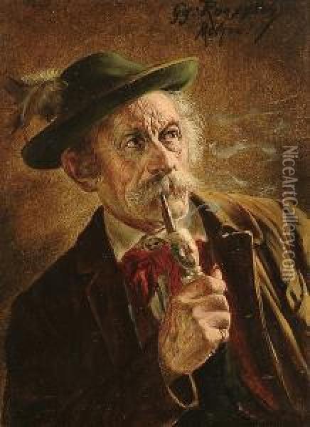 The Pipe Smoker Oil Painting - Georg Roessler