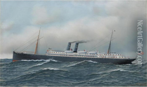 The Steamship Monterey Oil Painting - Antonio Nicolo Gasparo Jacobsen