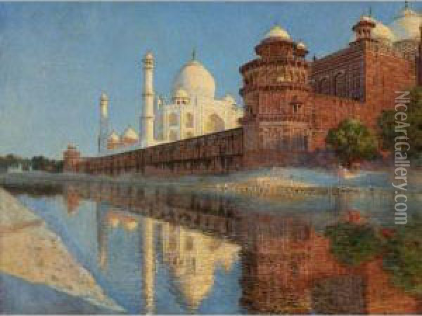 The Taj Mahal, Evening Oil Painting - Vasily Vasilievich Vereschagin