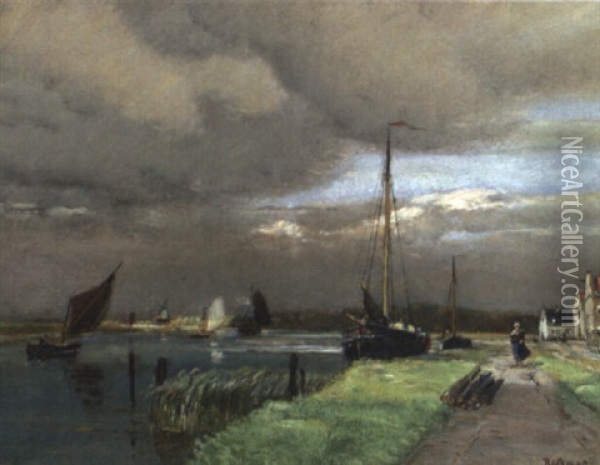 Aufziehendes Gewitter. Motiv Aus Holland Oil Painting - Rudolf Ribarz