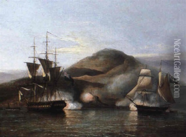 The Capture Of Cerigo, October 1809, By H.m. Frigate Spartan Oil Painting - Thomas Luny