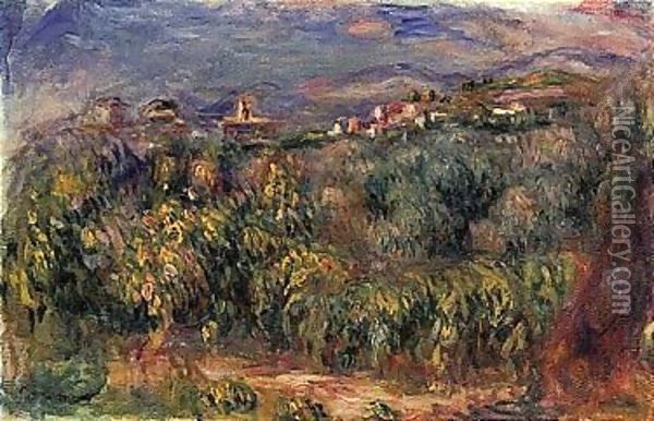 Paysage De Provence, Cagnes Oil Painting - Pierre Auguste Renoir