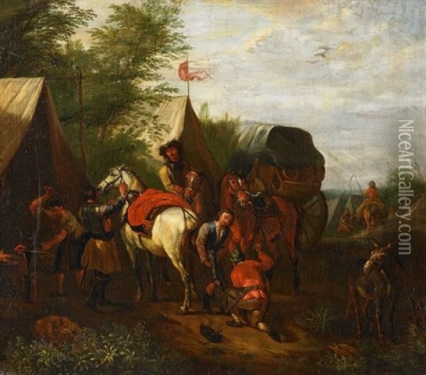 Beim Hufschmied Oil Painting - Georg Philipp Rugendas the Elder