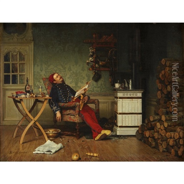Reveries Oil Painting - Louis Auguste Georges Loustaunau
