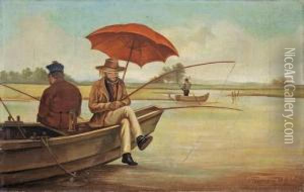 Angler Im Boot Mit Sonnenschirm Oil Painting - Theodor Hosemann