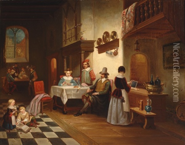 At The Inn Oil Painting - Frederik Carel de Graaff