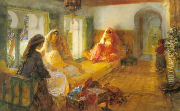 In The Seraglio Oil Painting - Frederick Arthur Bridgman