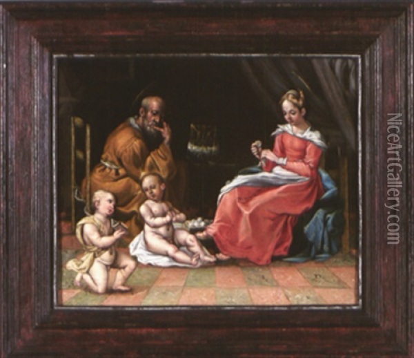 La Sainte Famille Et Saint Jean Baptiste Enfant Oil Painting - Dirck Hendricks