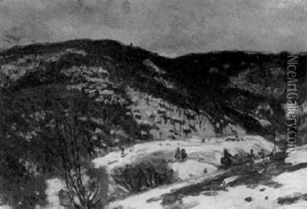 Black Hills In Winter Oil Painting - John Joseph Enneking