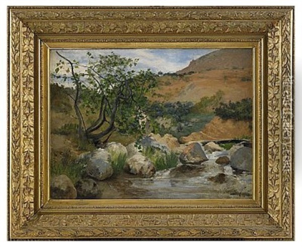 Solbelyst Landskap Oil Painting - Hugo Birger