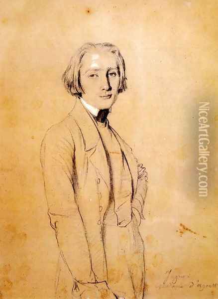 Franz Liszt Oil Painting - Jean Auguste Dominique Ingres