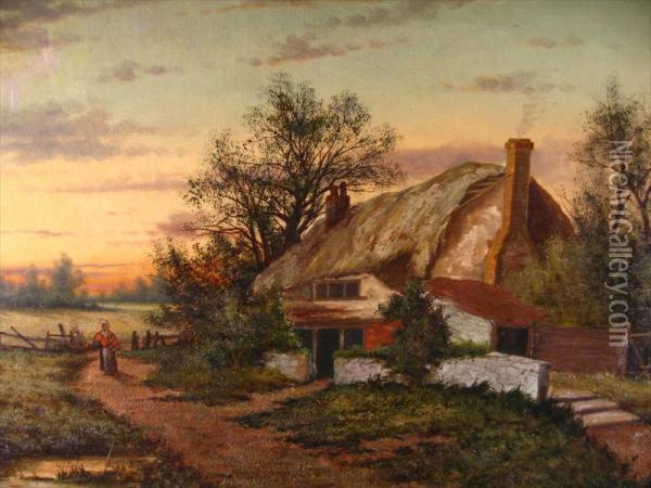 A Cottage Near Dover Oil Painting - Hendrik Barend Koekkoek