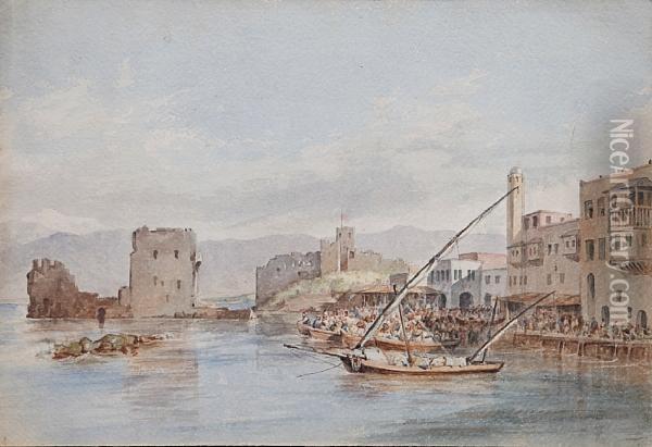The Harbour Of Berut On The Coast Of Lyria Oil Painting - Sir William Allan