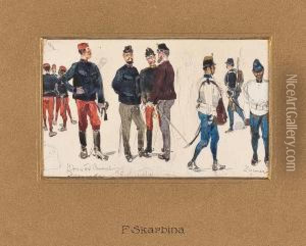 Uniformstudien Einer Ungarischen Honved-kavallerie Oil Painting - Franz Skarbina
