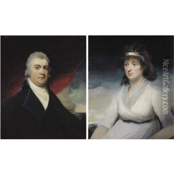 Anthony James Radcliffe (1754-1814), 5th Earl Of Newburgh; Anne, Countess Of Newburgh (1762-1861) (pair) Oil Painting - Sir William Beechey
