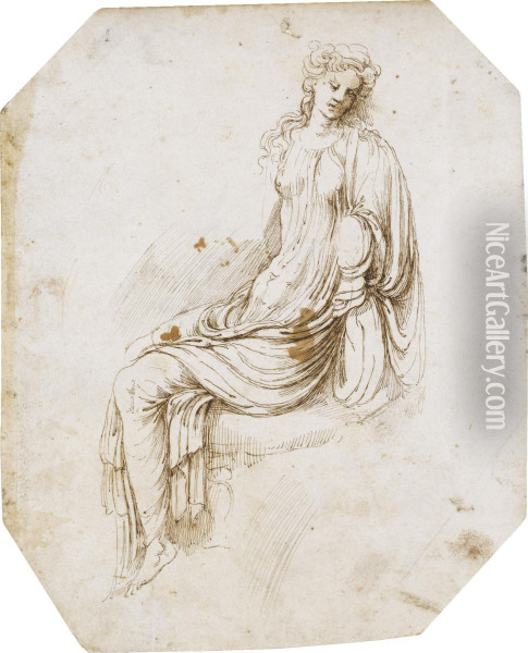 A Seated Female Figure After The Antique Oil Painting - Girolamo da Carpi