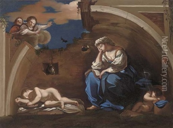 An Allegory Of Night Oil Painting -  Guercino