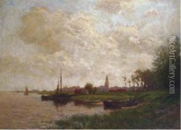 Along A River Oil Painting - Johannes Karel Leurs