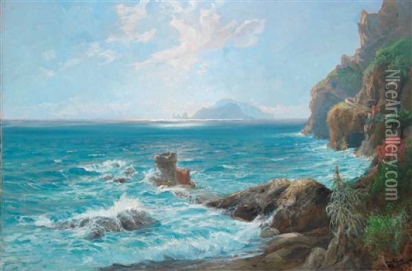 Partie Bei Capri Oil Painting - Hans (Johannes) Bohrdt